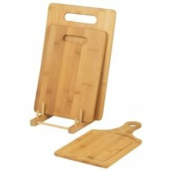 Davis & Waddell - Bamboo Cutting Board With Stand Set 4pce