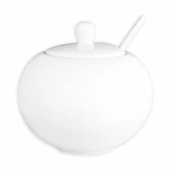 Wilkie Bros Wilkie Brothers - Round Sugar Bowl With Spoon Super White